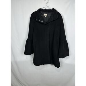 Loft Black Bell Sleeve Wool Coat With Funnel Neck Size XL